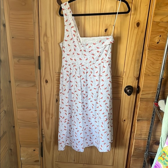 HD in Paris Anthropologie Watermelon One-Shoulder Dress in White and Red - Picture 7 of 10